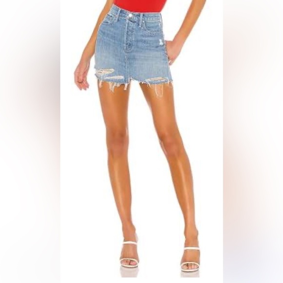 Mother The Vagabond Mini Fray Destroyed Bills Light Wash Distressed Button Fly - Picture 1 of 11